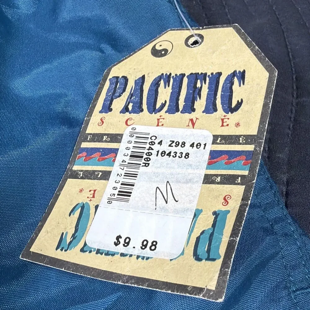 Vtg. Pacific Scene Men's Nylon Swim Trunks Shorts Teal Blue Mesh Lined NOS Sz. M